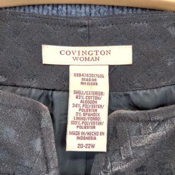 Covington Womens Blouse Top Sz 20-22W Black Crosshatch Pattern Shirt Snaps - Picture 12 of 12